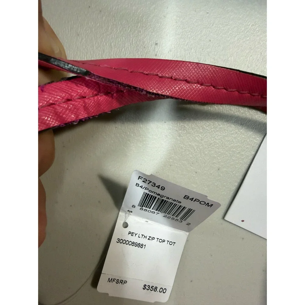 Coach Peyton Saffiano Leather Zip‎ Top Tote Pomegranate Pink F27349